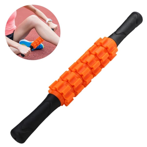 Massagerulle med håndtag, triggerpunkt selvmassage, muskel fascia rulle orange