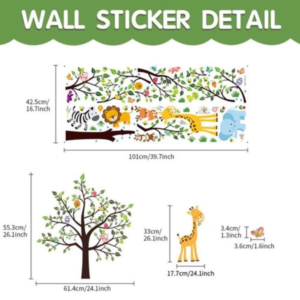 Skogdyr Trær Veggklistremerke Hjort Ugle Veggklistremerke Baby Barnerom