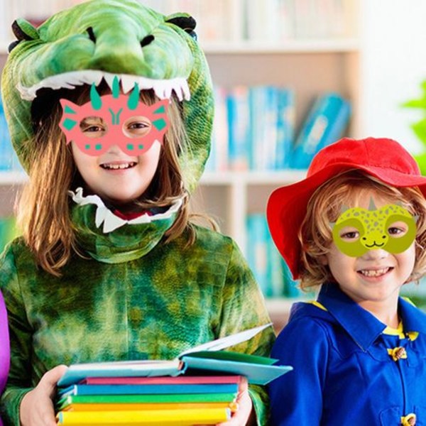 18 deler dinosaurmasker festtilbehør for barnedinosaurfest