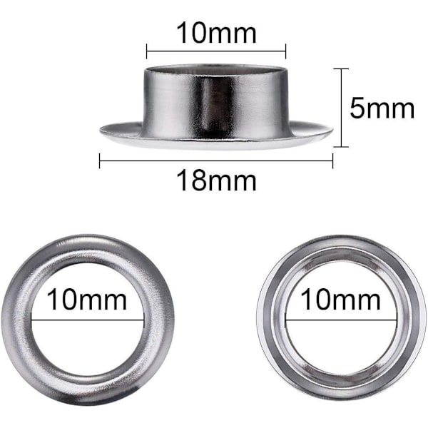 Öglettset för presenning 12mm öljetter Metallöljettset med öljettverktyg, för