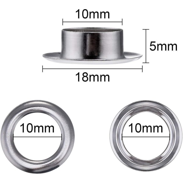 Øyesett for presenning 12mm øyesnorer Metall øyesett med øyesnorverktøy, for