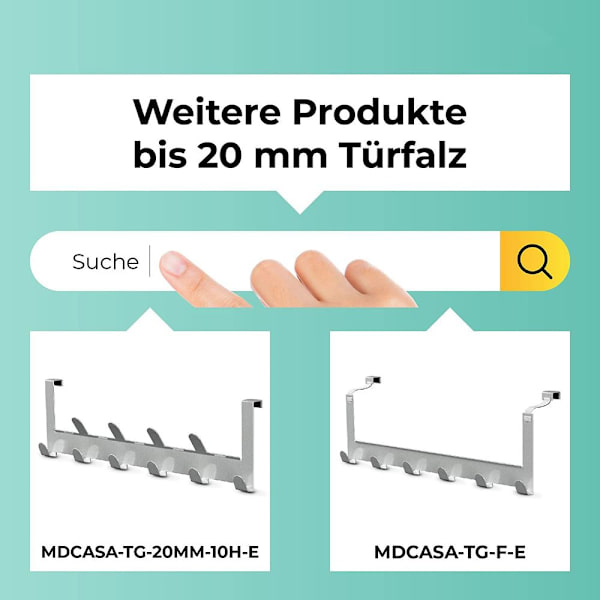 Ovi koukut harjattu ruostumaton teräs - jopa 2 cm oven rebate - 4 kpl - naulakot oven yläpuolella