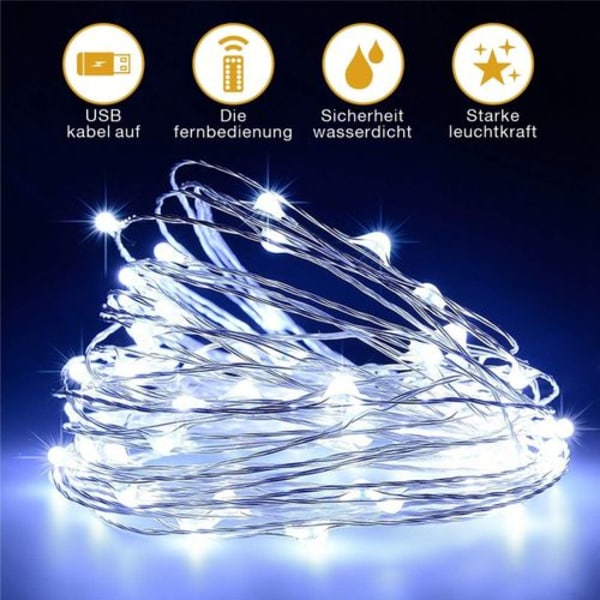 LED-lyskæde, lysgardin 300 LED USB hvid