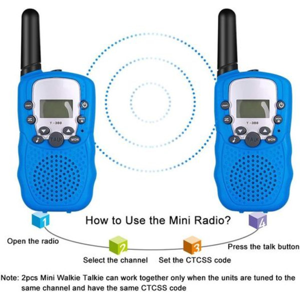 Lasten Walkman, 1,86 mailin pituinen 22 kanavan kaksisuuntainen radio, sopii