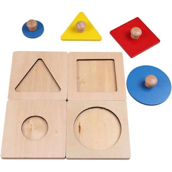 Pcs Geometrisk Puslespil Bræt Montessori Flere Form Puslespil Knap Træ Puslespil Vo