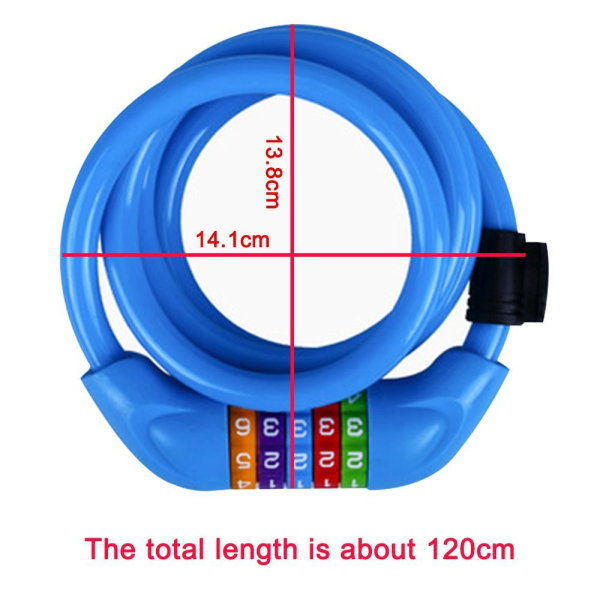 Cykellåskabel 1,2 m | Kombinationslås | Blå