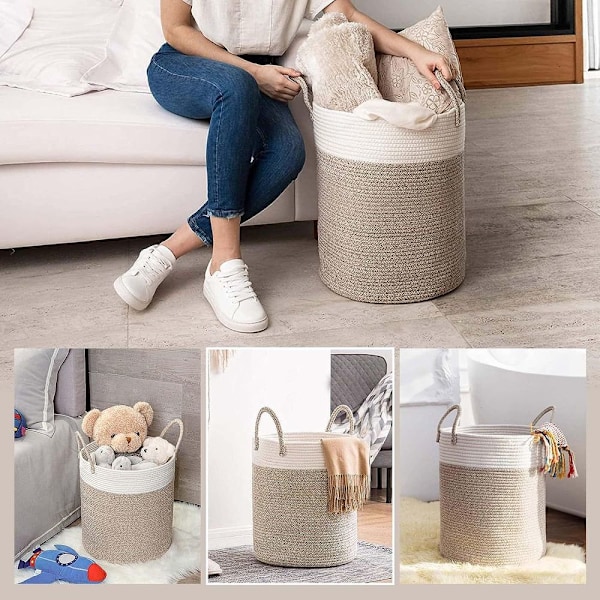Vasketøjskurv med håndtag foldbar stor flettet vasketøjskurv 20 * 30cm
