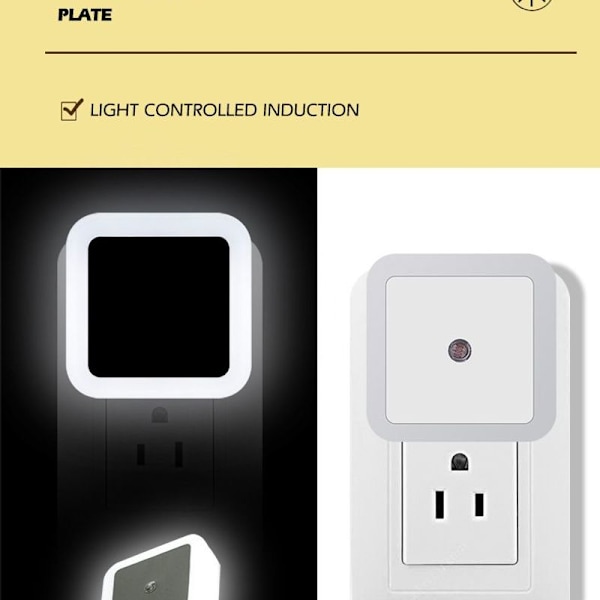 LED natlys sæt med 2 natlamper bevægelsessensor stikkontakt lampe lys 230V