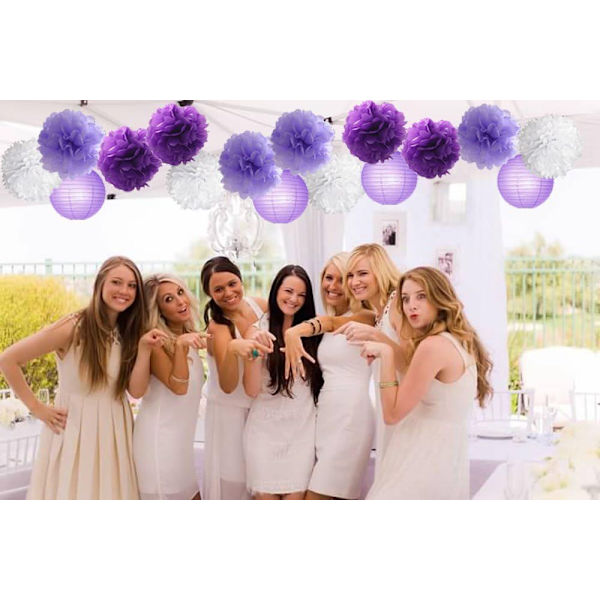 16 stk silkepapir blomsterball pom poms blandet papirlykter håndverksett for