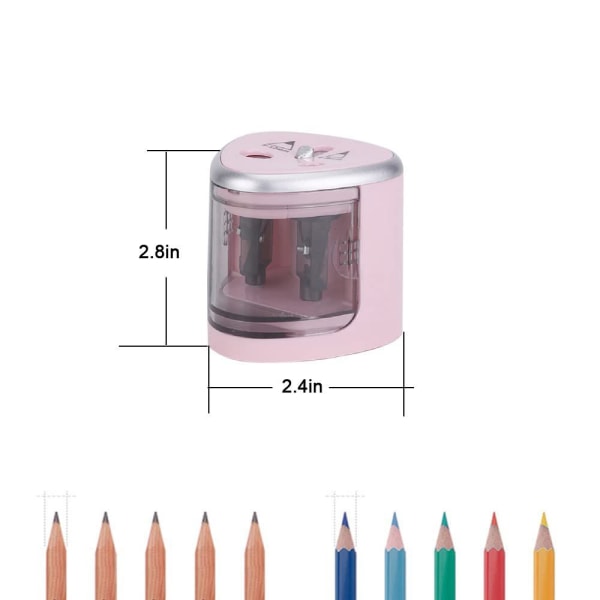 JIJICZ Elektrisk blyantspisser Barn batteri Liten dobbel hullsliper