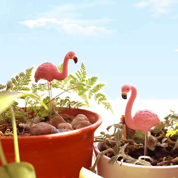 4 Flamingoer Pendulum Resin Havepotte Dyr Indsætninger Mikro