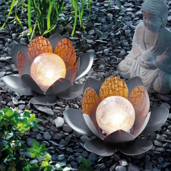 Dekorativ sol lotus 2-delad uppsättning - behagligt varmt vitt ljus -
