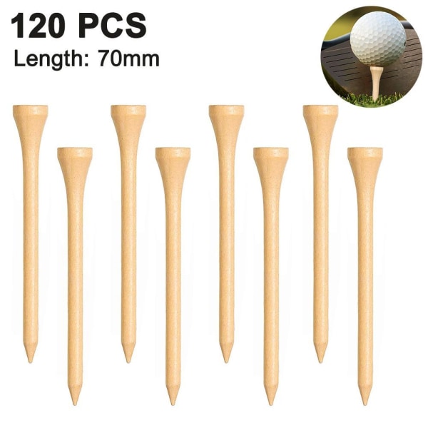 Golf tees bambu set, 120 delar, träfärg, 70 mm