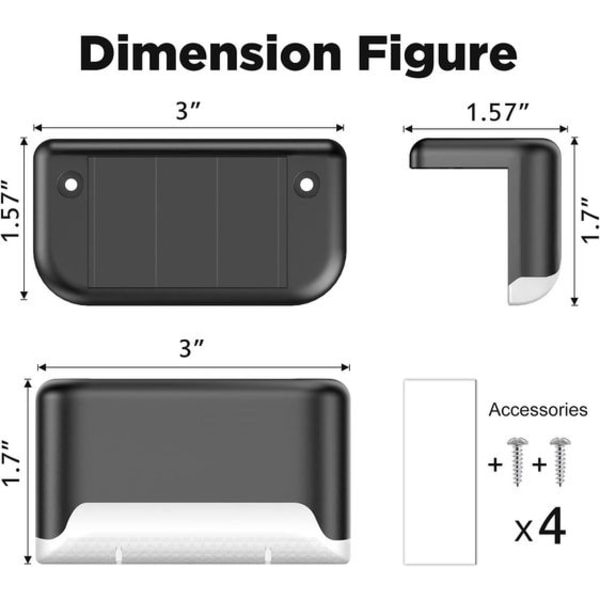 4PC Solar Stair Light Solar Deck Light Outdoor Led Solar Stair Light IP65