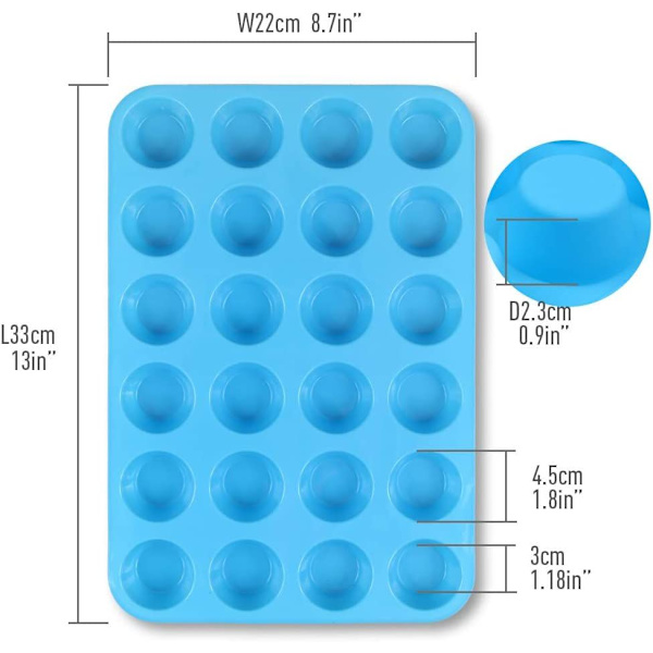 3-pack muffinsformar, livsmedelsgodkända silikonformar, non-stick muffinsformar, rymmer 24 muffins