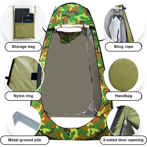 Pop Up Tält 75'' x 47'' x 47'', Camouflage Sekretess Tält, Utomhus Dusch Tält, fa