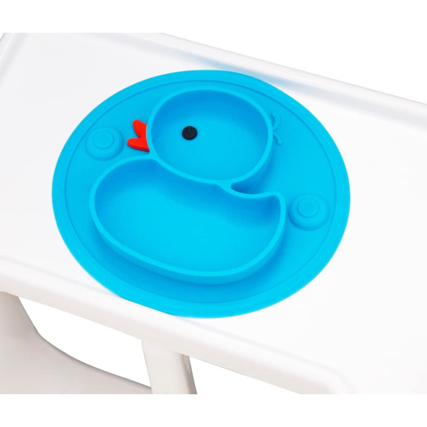 Blå Anka Baby Silikonbricka, Barns halkfri dammsugare, halkfri fackskål, diskmaskin och mikrovågsugn