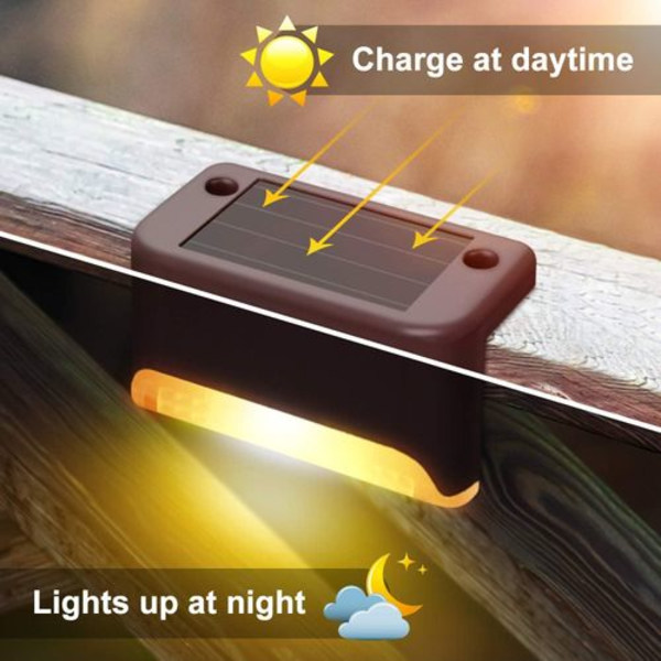 LX-8PCS Solcells 1LED Brun Skal Varm Ljus Staketljus