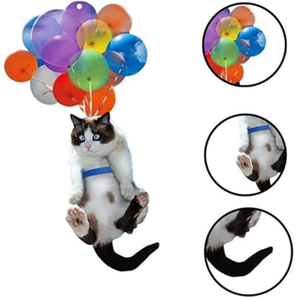 Kattebil hængende pynt med farverig ballon, kreativ bilvedhæng interiør