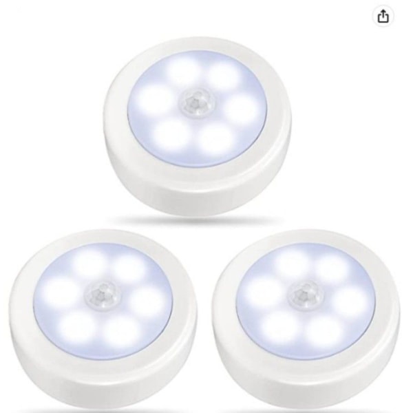 3-pack inomhus LED-rörelsesensorer, skåpsbelysning, batteridriven Warmes Licht