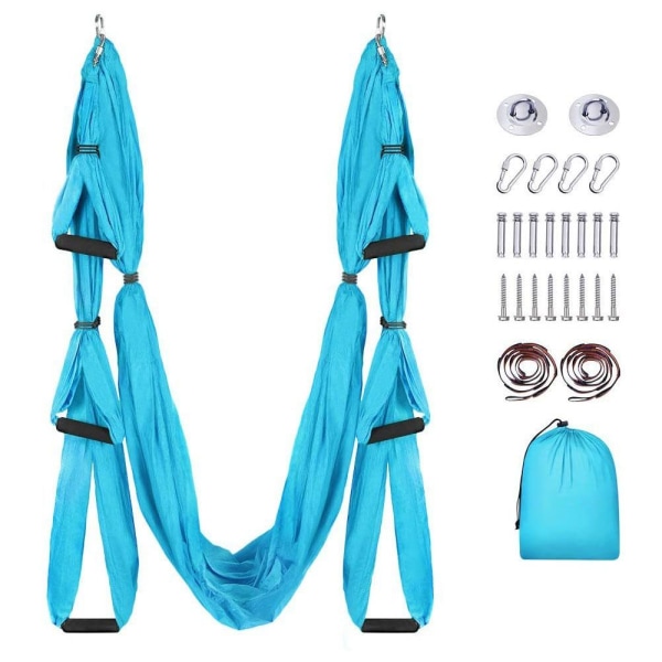 Aerial Yoga Swing Yoga Hängmatta Set med bärväska och blå