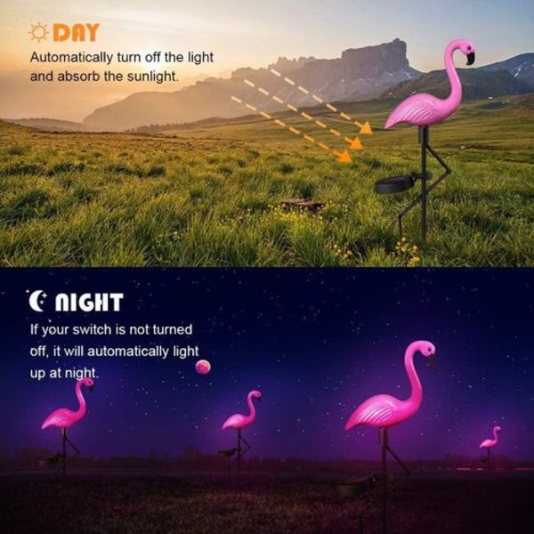 LED solcelledrevet hagelampe flamingo ugle plenlampe, vanntett