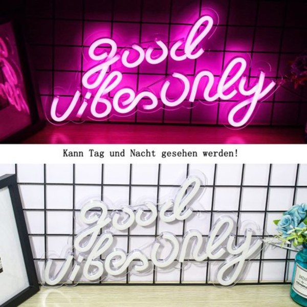 Good Vibes Only Ljusreklam Rosa LED Ord Ljusskylt Neonljus Akryl