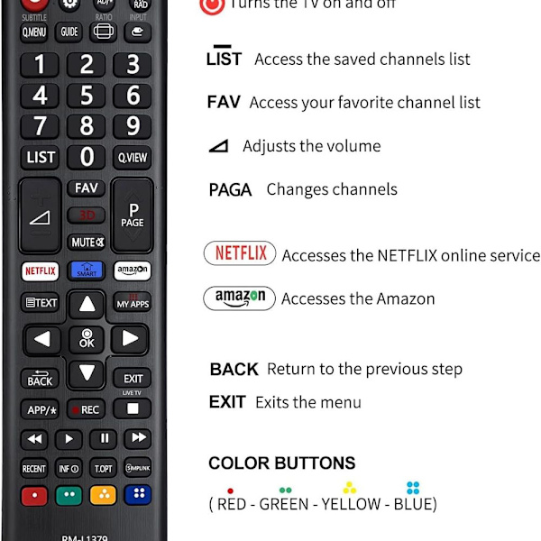 Universell fjernkontroll for LG Smart TV, med Netflix Amazon-knapper, LG fjernkontroll