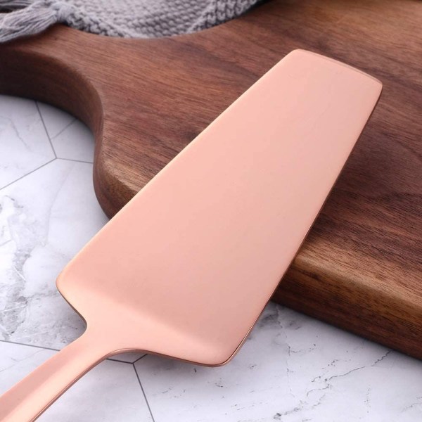 Rustfritt stål kakekutter pizzaspade server med flatt håndtak, speilpolert og oppvaskmaskinsikker, roségull