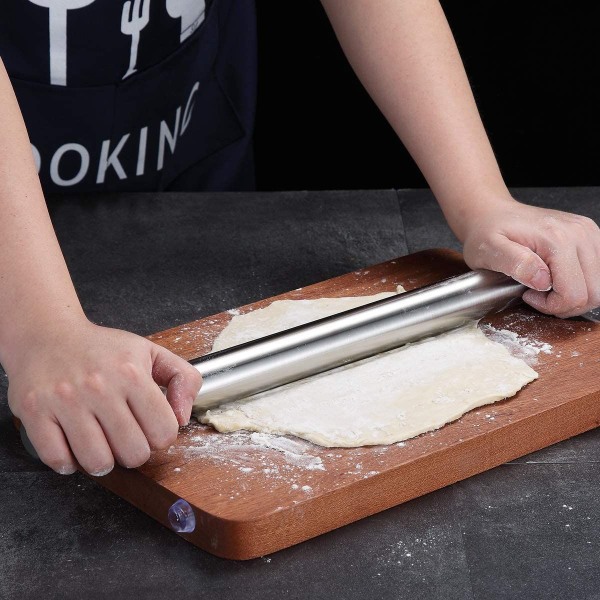 Matt finish rustfritt stål kjevle for baking pizzadeig, pai, kjeks, essensielle kjøkkenredskaper I-