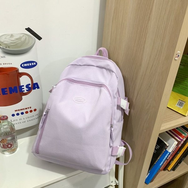 Opiskelija koululaukku tyttö koululaukku naispuolinen lukiolainen söpö pehmeä tyttö reppu lukiolainen suuri kapasiteetti reppu-violetti