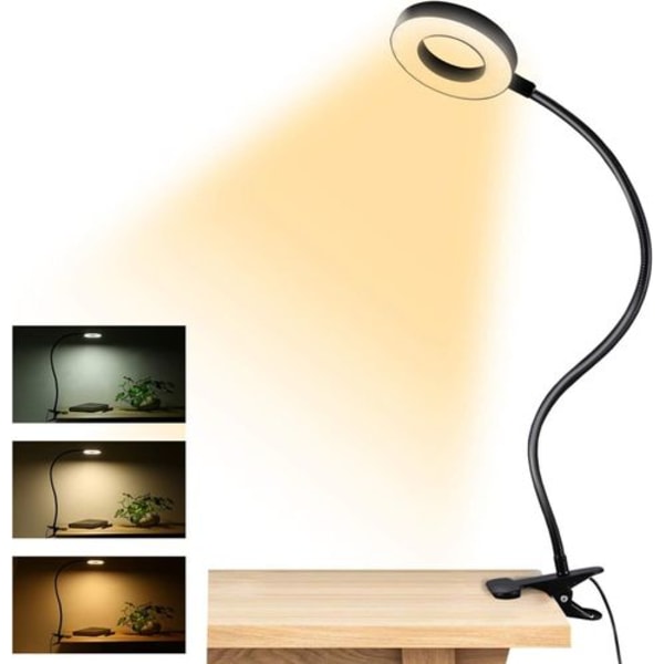 Klips på leselamper, USB-skrivebordslampe med 48 LED-er, 3 fargemoduser, 10 lysstyrkenivåer