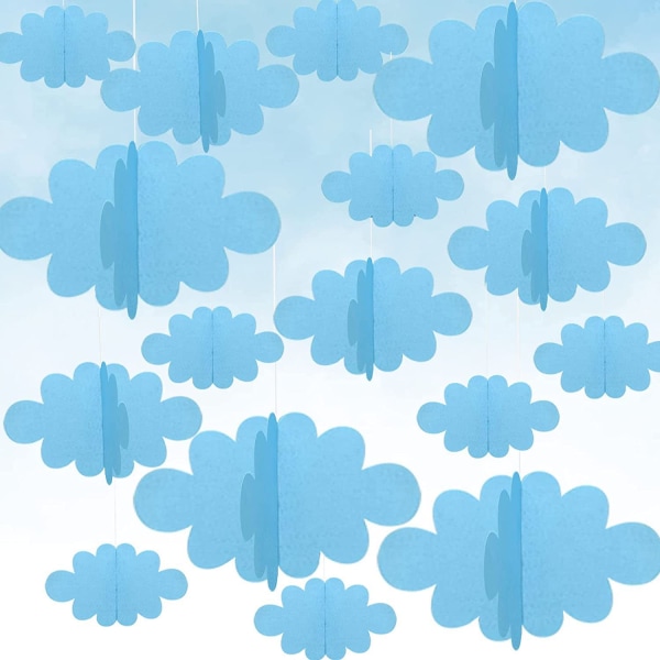 16 kpl Sinisiä 3D-pilviä Riippuva huopa Fake Pilvet Kattoseinä