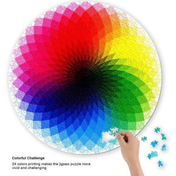 Coogam 1000 bitar runt pussel Creative Rainbow Svårt stort pussel