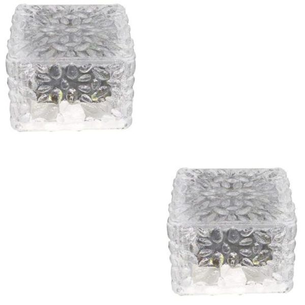 4 st LED solcellsmarkbelysning utomhus isbitljus, kallt vitt ljus