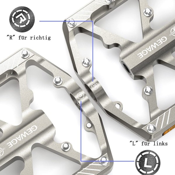 Sykkelpedaler med refleksstriper, 3 forseglede lagre, sklisikker CNC-aluminium