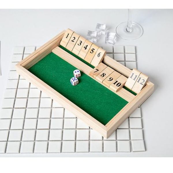 Relaxdays Shut The Box 9 bitar, 2 träkuber & tärningsbräda, för minst 2 spelare, elegant