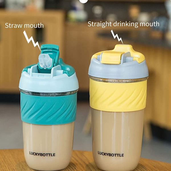 7#MF Stor kapacitet sugrör drickskopp söt student bärbar bekväm plastkopp kopp, blå 7#ez,M