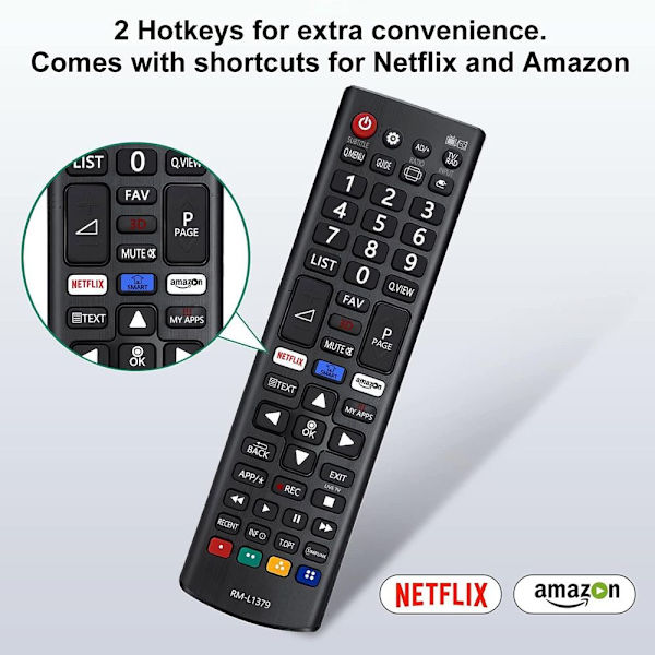 Universell fjernkontroll for LG Smart TV, med Netflix Amazon-knapper, LG fjernkontroll