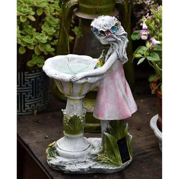 Havefigurer til haven - solcelledrevet havefigur med lys - stor solcellelampe - havefe