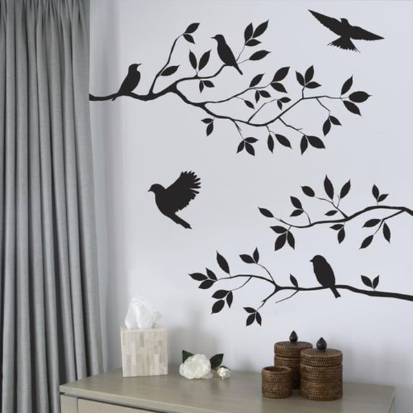 Fugle og blomster vinyl vægklistermærke 14\" x 24\"