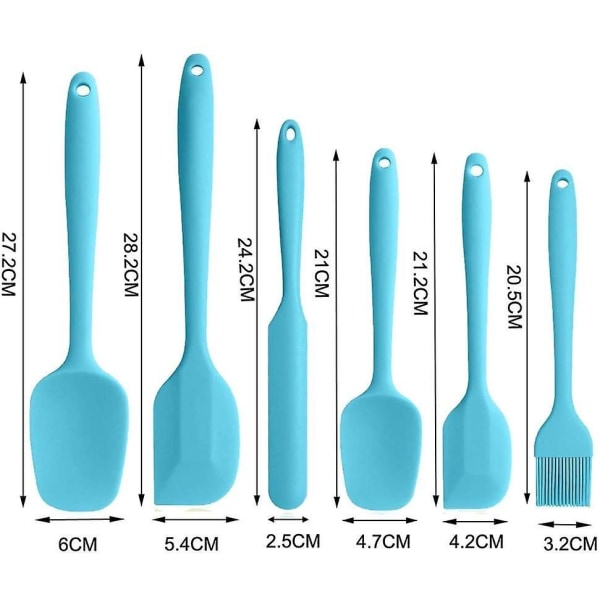 Silikon Spatelsett - 6-delt Non-Stick Gummispatel med Rustfritt Stålkjerne - Varmebestandig Spatel Kjøkkenredskapsett for Baking og Matlaging