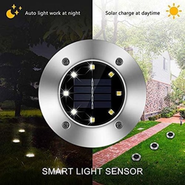 Solcellelamper for utendørs hagelys IP65 vanntette LED-innfelte spotlights