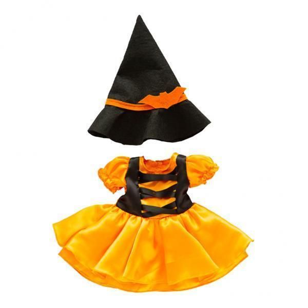 segolike 4 stykker håndlavet halloween kostume 18 tommer amerikansk dukkekjole hat jack o'lantern kjole