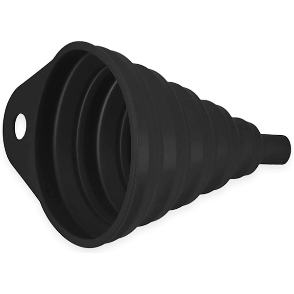 Taitettava silikoninen suppilo (noin 8*7,5*1,5 cm) musta