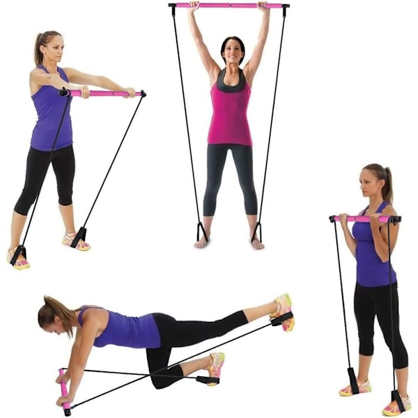 Motståndsband Bärbar Pilates Bar Kit Justerbar Toning Gym Träningsbar