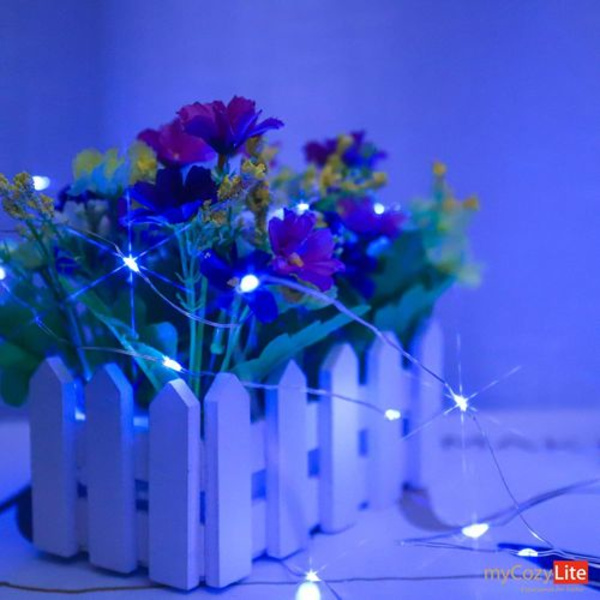 Blå LED-slingljus batteridrivna 50 mikro LED-slingljus