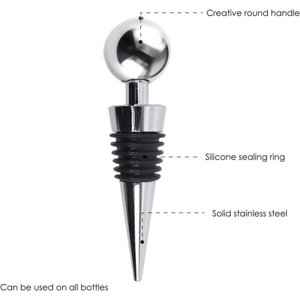 Vinstoppe for flasker - Champagne Stoppere 9*2cm - Sett med 3 rustfrie stålflasker - Kompaktorlokk Kjøkkenutstyr
