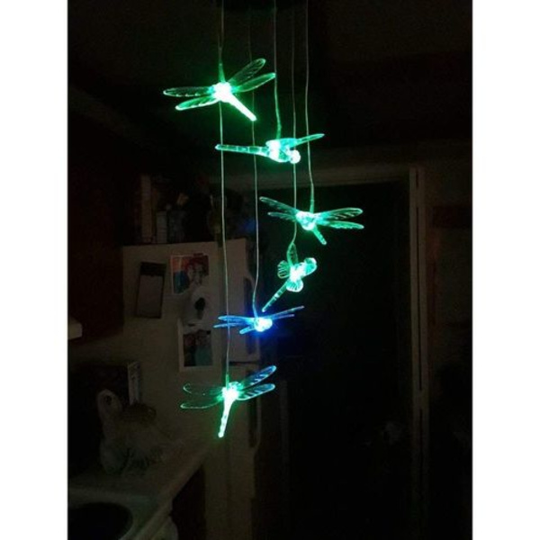 Aurinkotuuli Chime Dragonfly Mobile LED-valo Väriä vaihtava pihalle, puutarhaan,