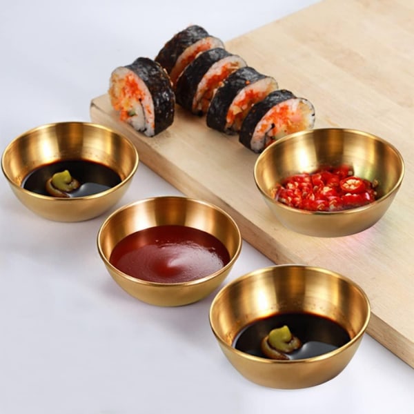 4 kpl ruostumattomasta teräksestä valmistettua kastikeastiaa Mausteastiat Pyöreät mausteastiat Sushi-dippikulho Aluslautaset Kulhot Minipalatlautaset